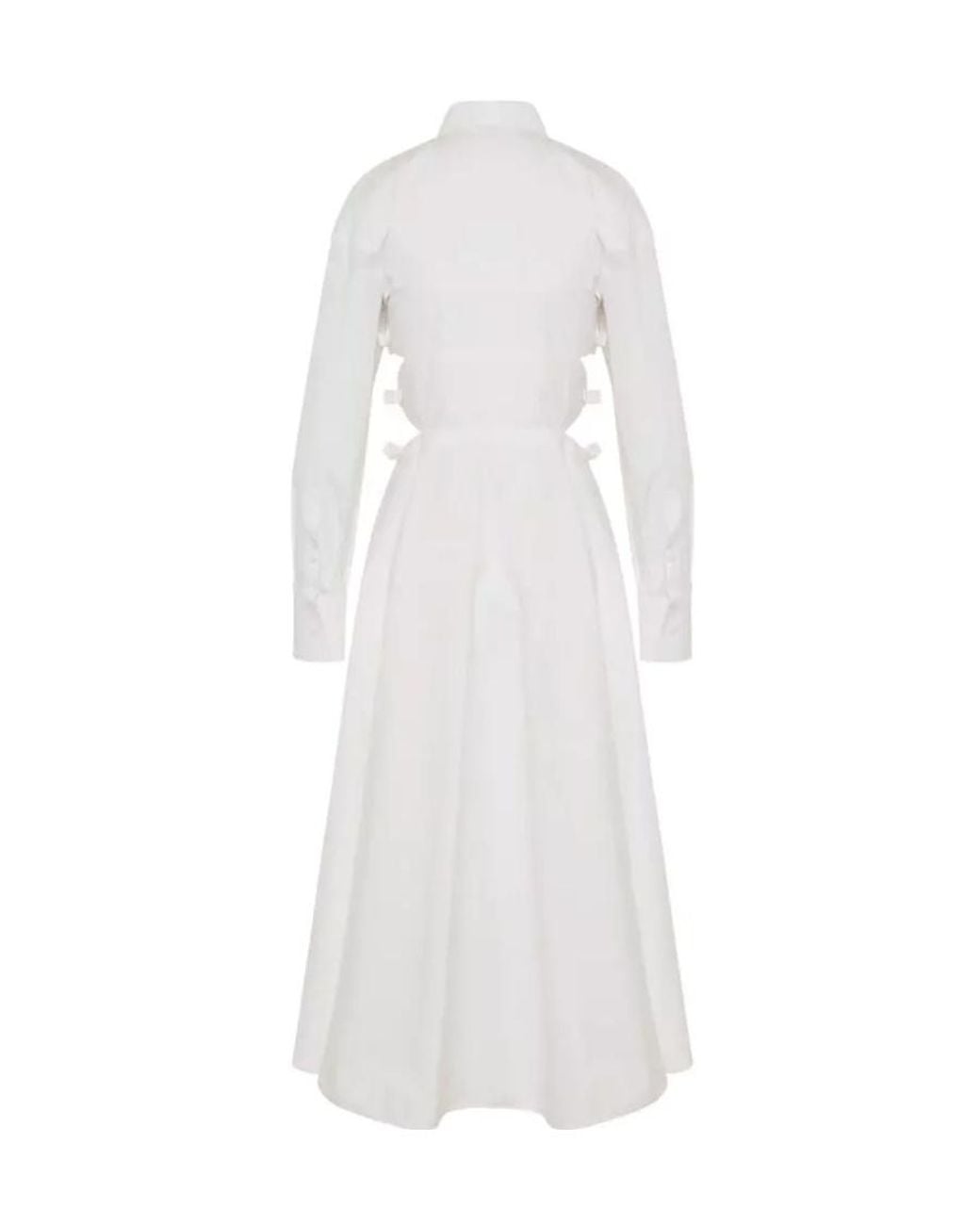 Valentino White Cut-Out Long-Sleeved Shirt Dress