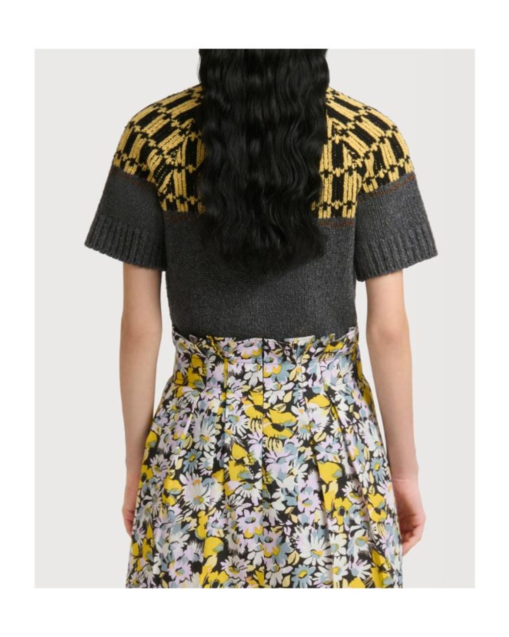 Marni Green Checked Short-Sleeve Knitted Sweater