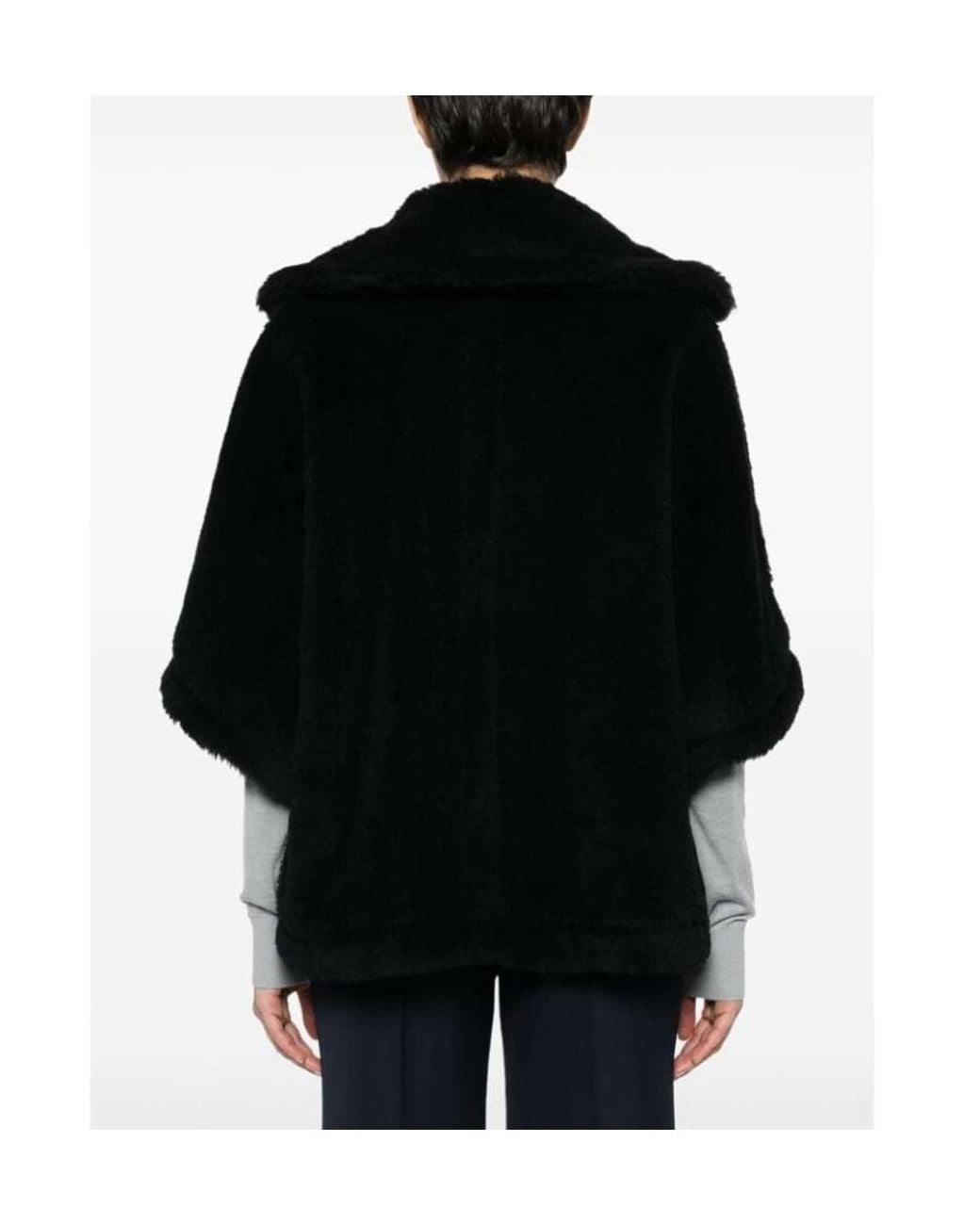 Max Mara Black Single-Breasted Teddy Coat