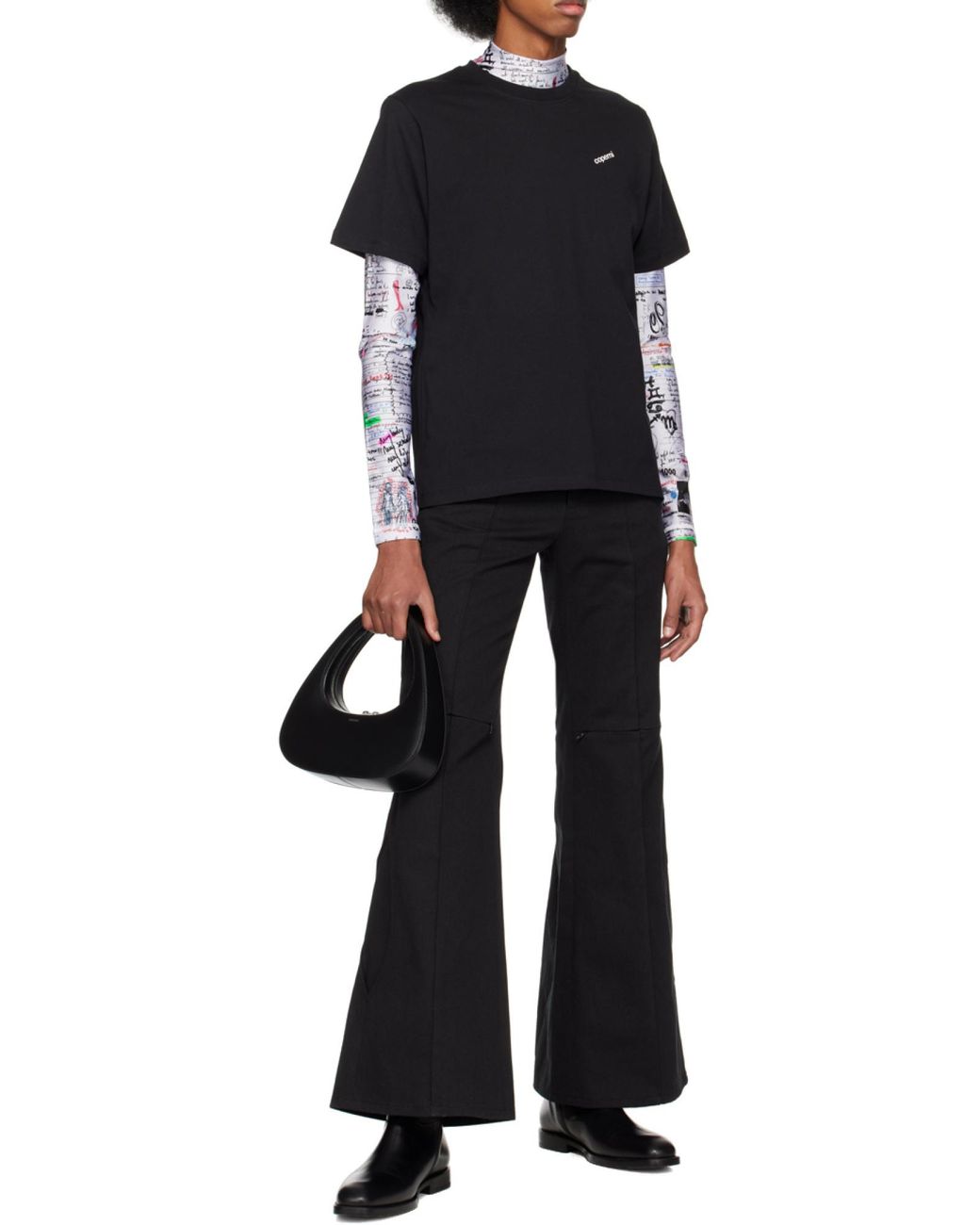 Coperni Black Logo Crew Neck T-Shirt for men