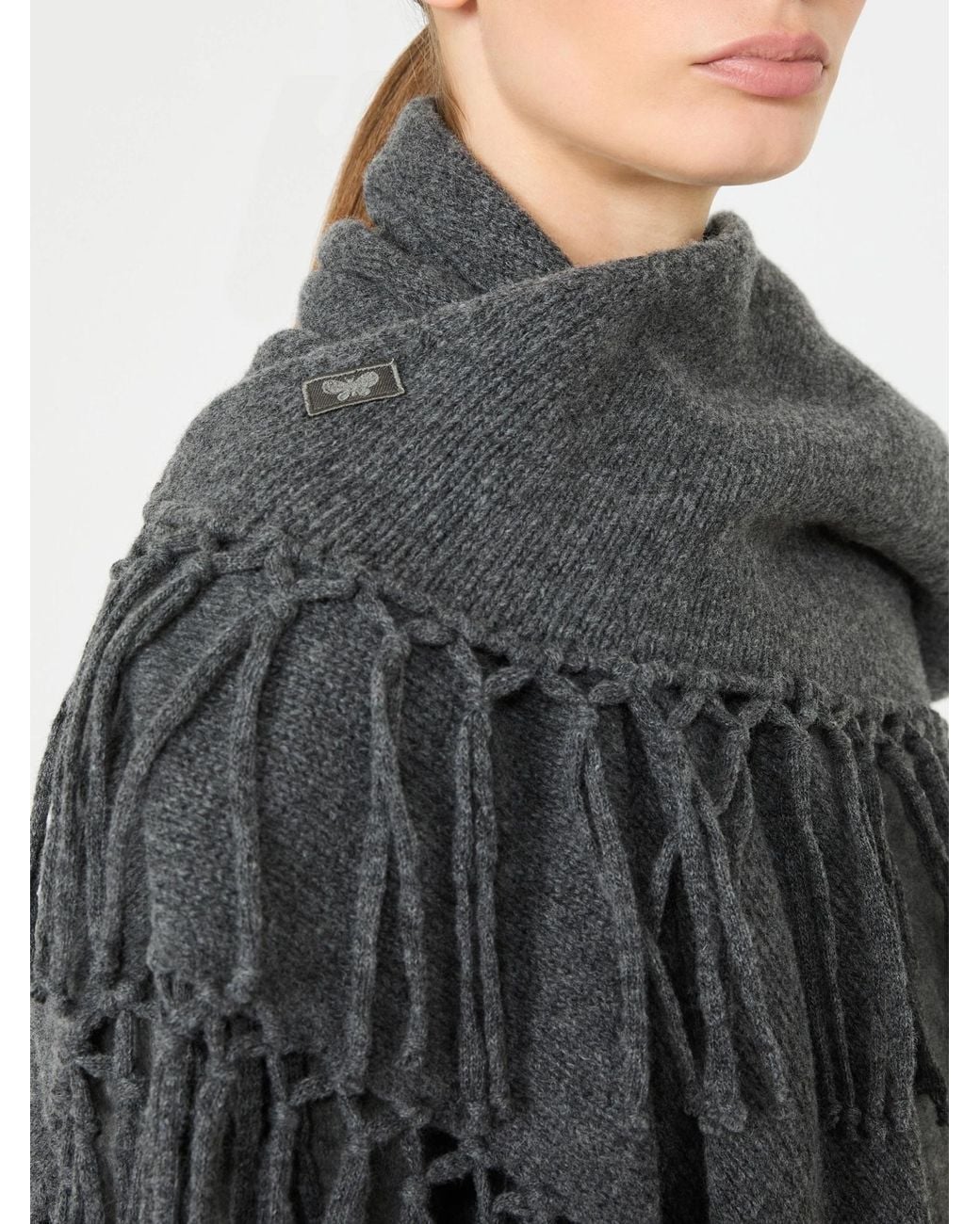 Weekend by Maxmara Gray Fringed Wool Shawl