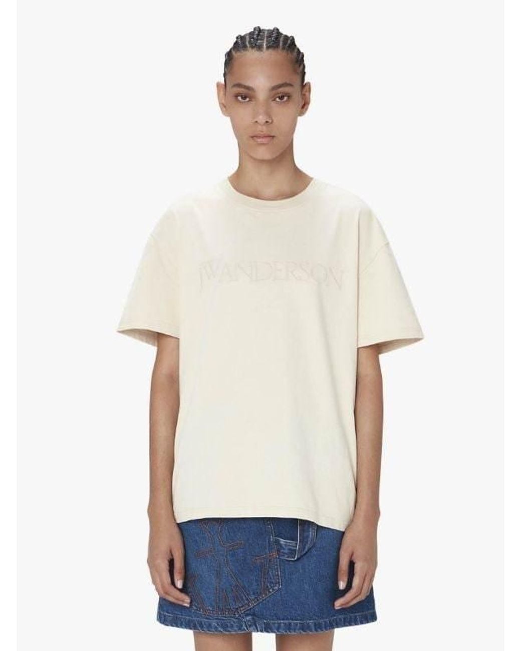 J.W. Anderson White Jw Anderson Logo Embroidered Crewneck T-Shirt
