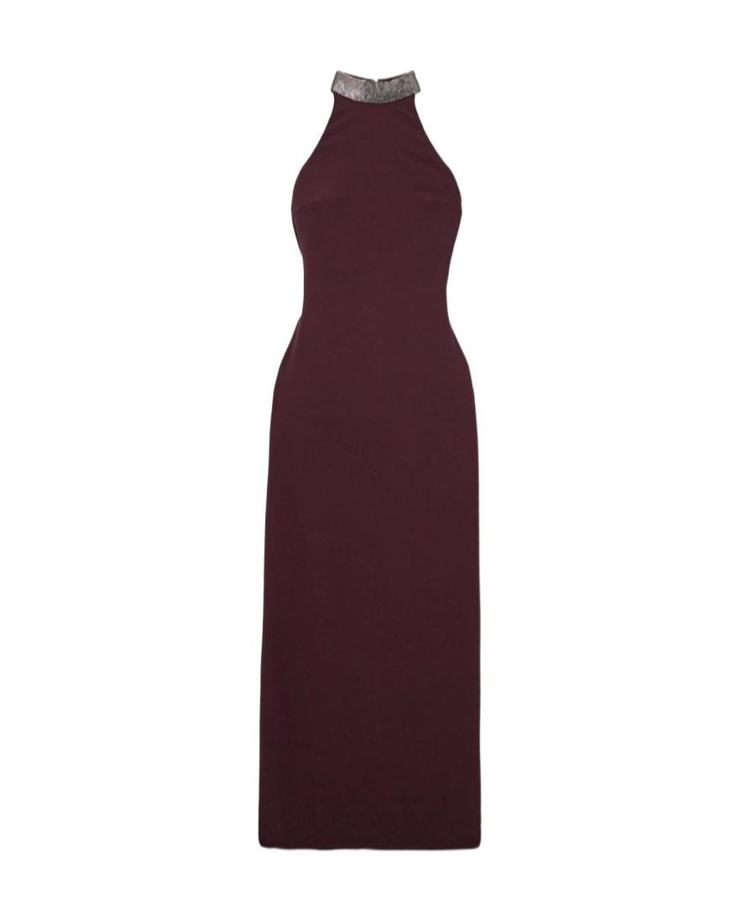 Brunello Cucinelli Purple Embellished Halter Neck Dress