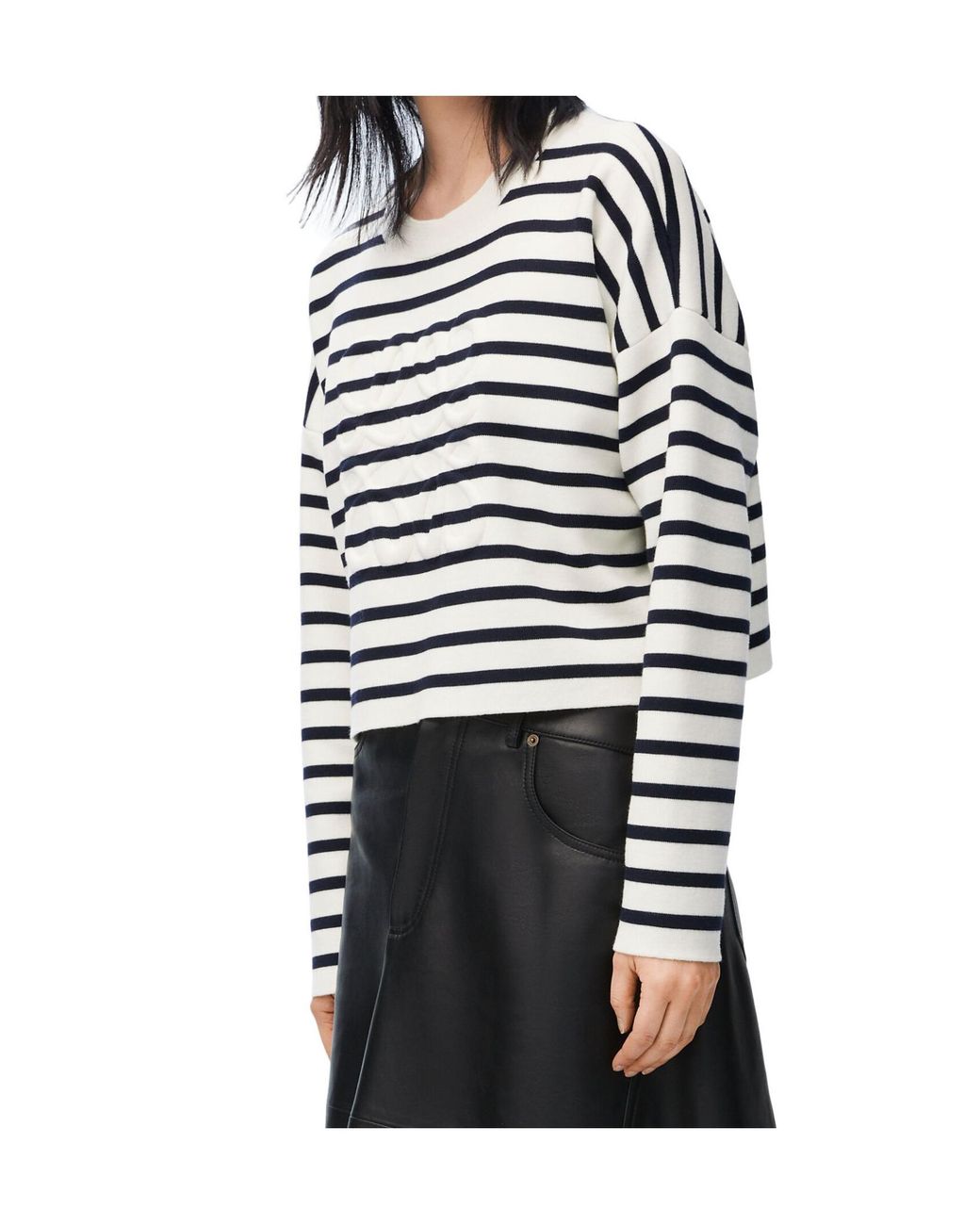 Loewe White Striped Cropped Jumper