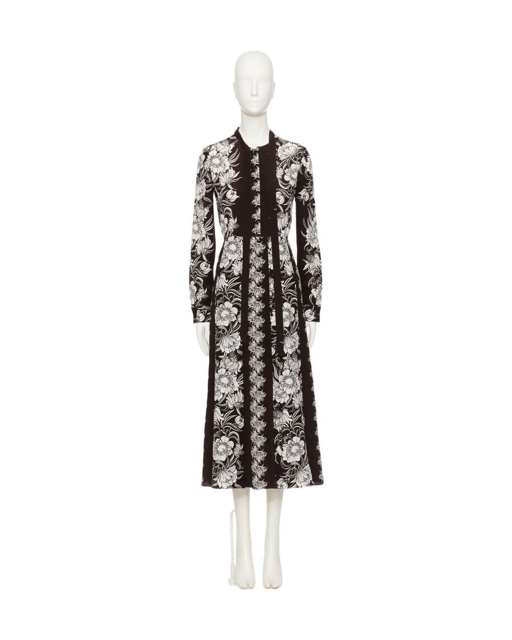 Valentino White All-Over Floral Printed Pussy-Bow Maxi Dress