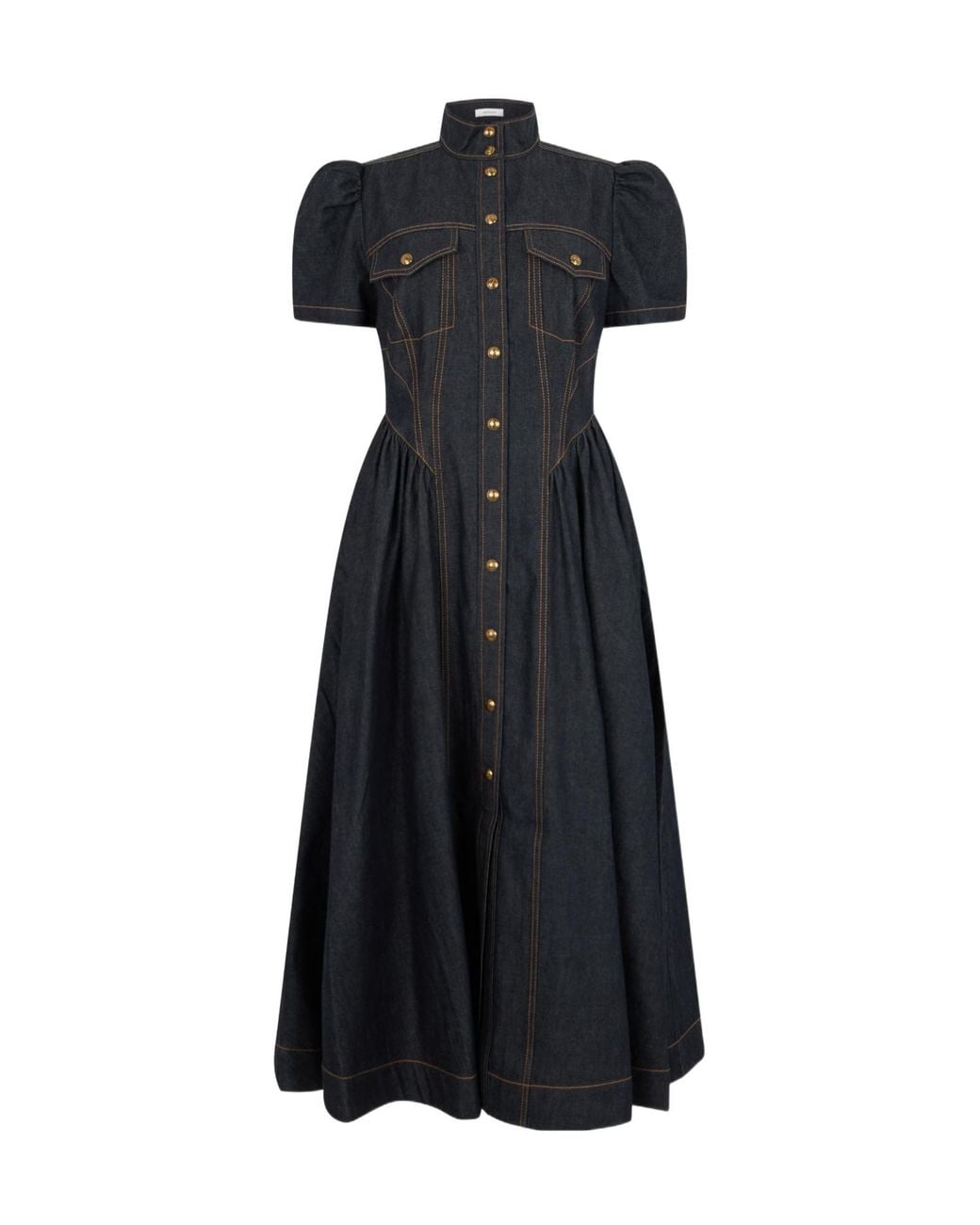 Zimmermann Black Corset Denim Midi Dress