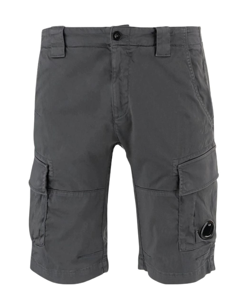 C P Company Gray Lens Detailed Cargo Shorts for men