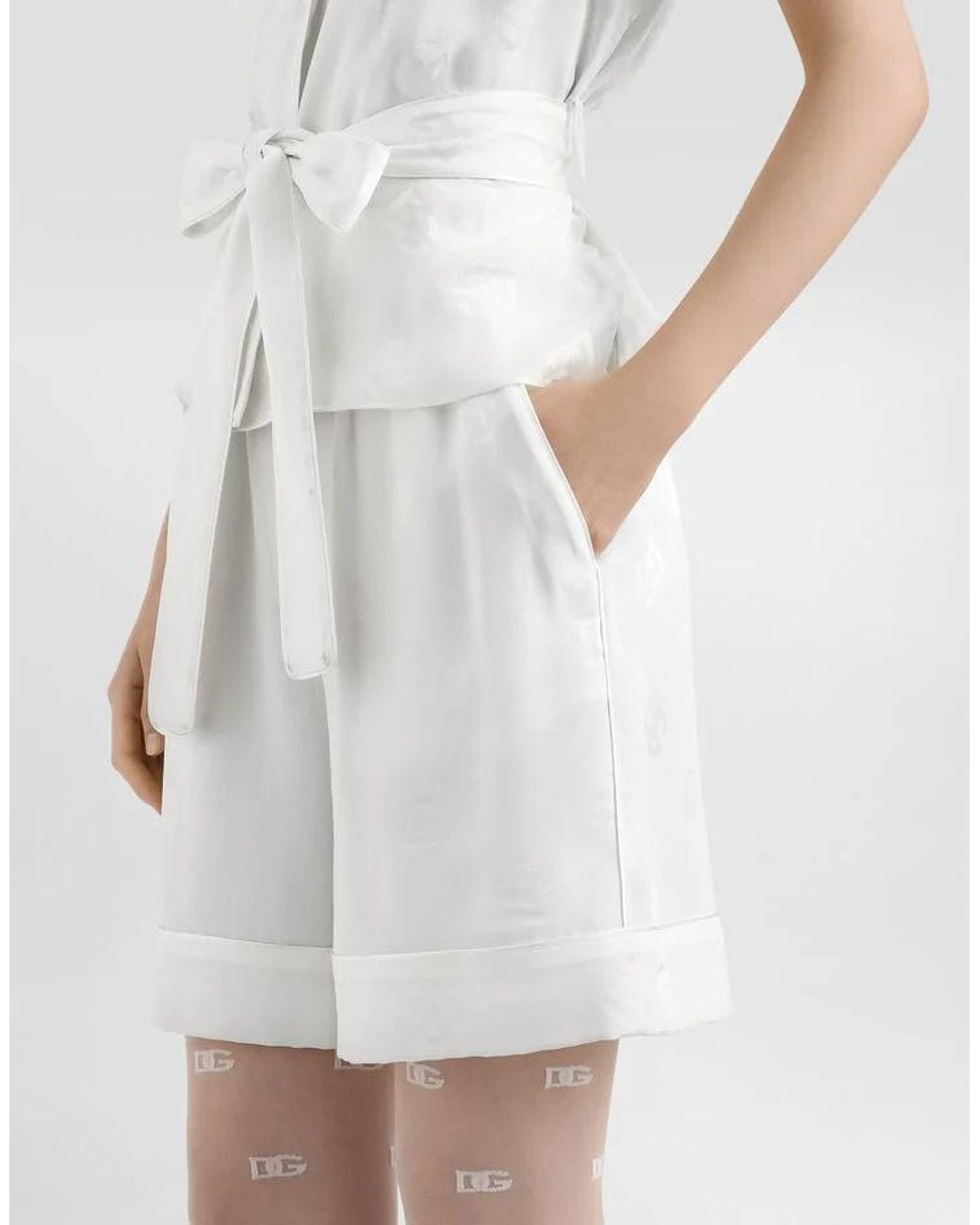 Dolce & Gabbana White Logo-Print Shorts