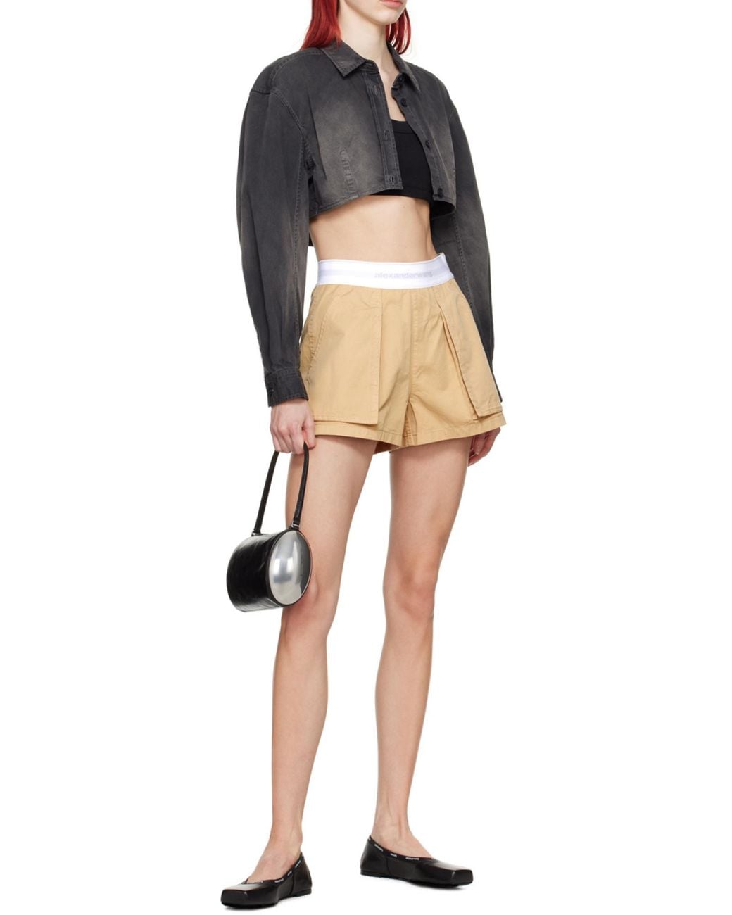 Alexander Wang Natural High-Waisted Cargo Rave Shorts