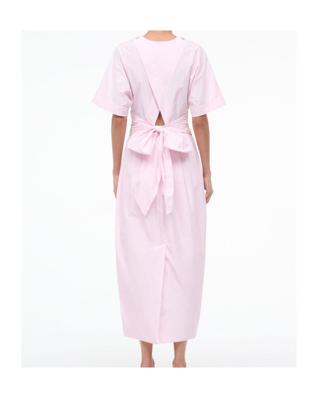 Staud Pink Michelina Tie-Waist Midi Dress