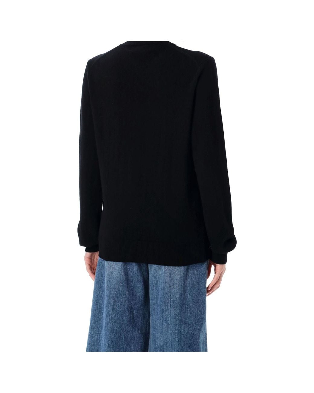 COMME DES GARÇONS PLAY Black Comme Des Garçons Play Heart Patch V-Neck Jumper for men