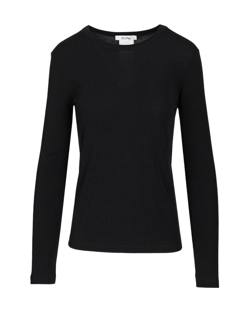 Max Mara Black Salmone Ribbed-Knit Crewneck Top