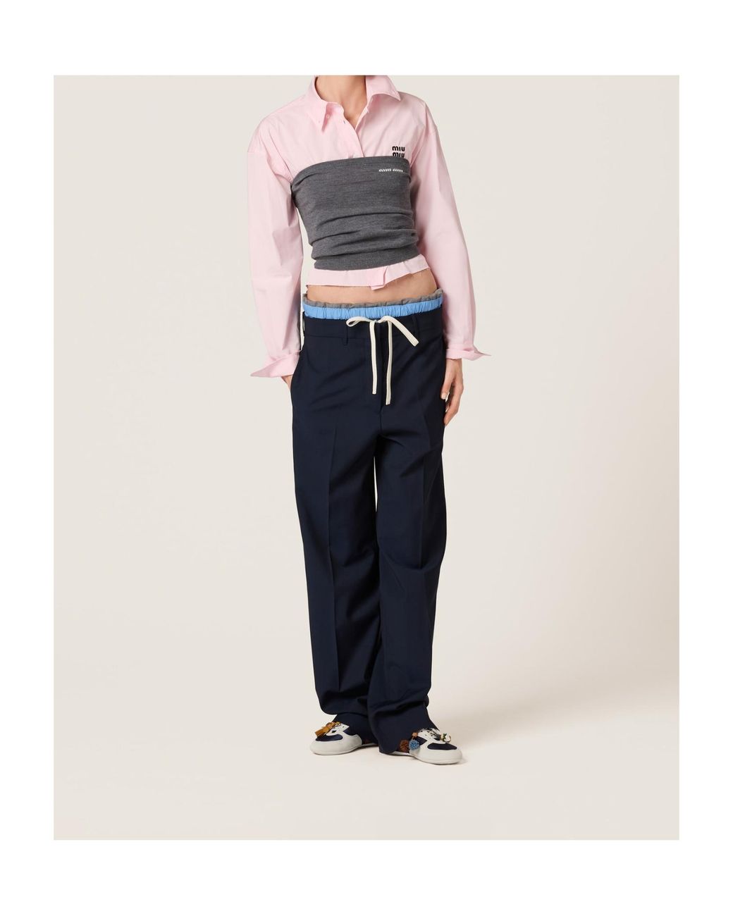 Miu Miu Blue Straight-Leg Tailored Trousers