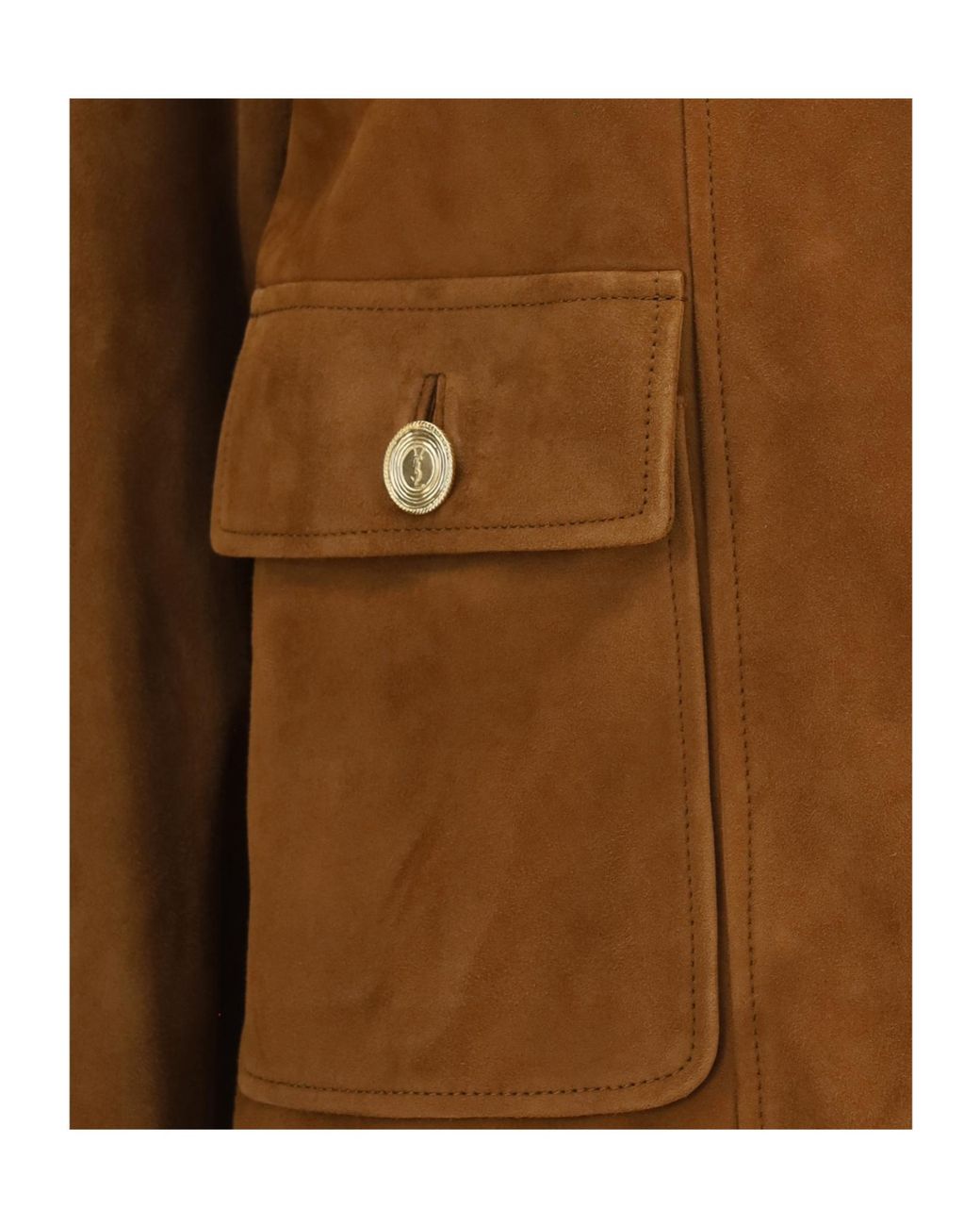 Saint Laurent Brown Suede Cassandre-Button Jacket