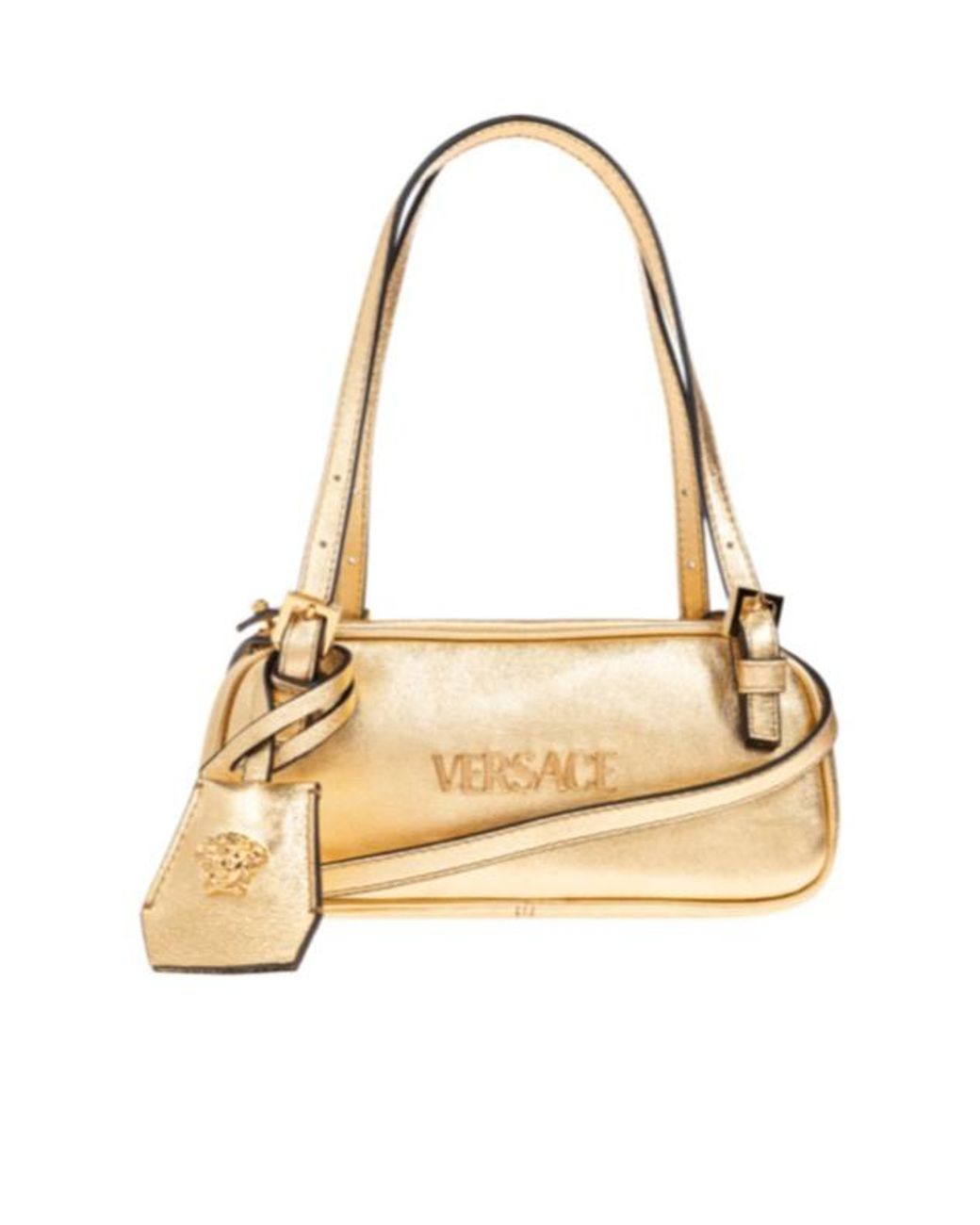 Versace Tag Bowling Zipped Mini Shoulder Bag in Metallic | Lyst