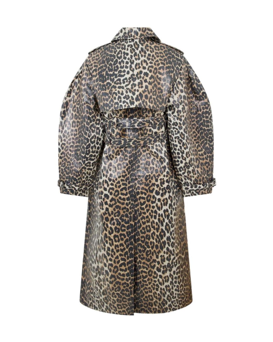 Ganni Gray Laminated Canvas Trench Coat