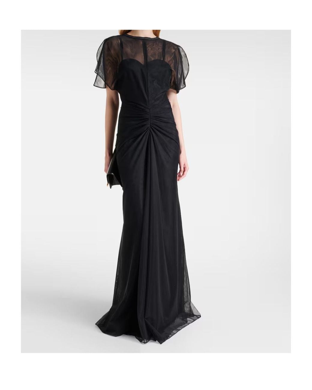 Victoria Beckham Black Bella Gathered Open Back Organza Gown