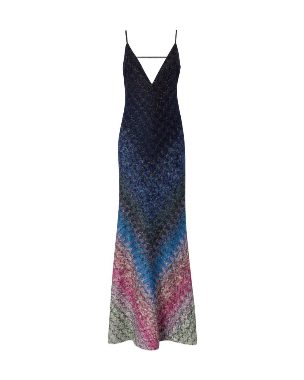 Missoni Blue Dégradé Viscose Lamé Long Dress