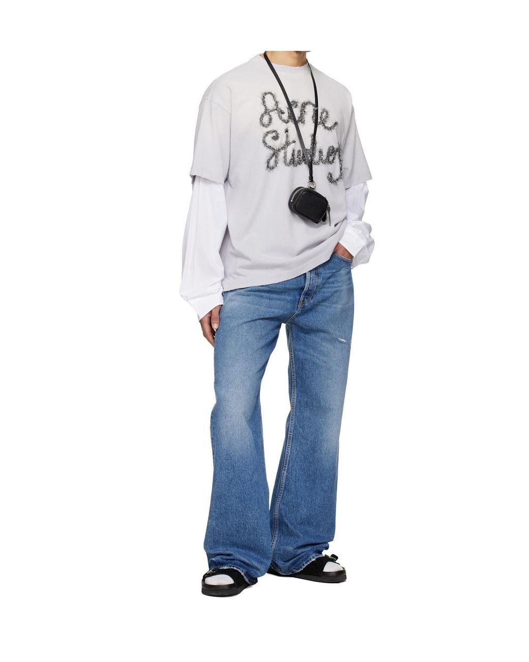 Acne White Layered Logo T-Shirt for men
