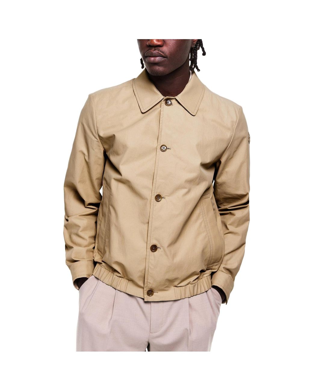 Moncler Natural Buttoned Coach Jacket With Collar for men