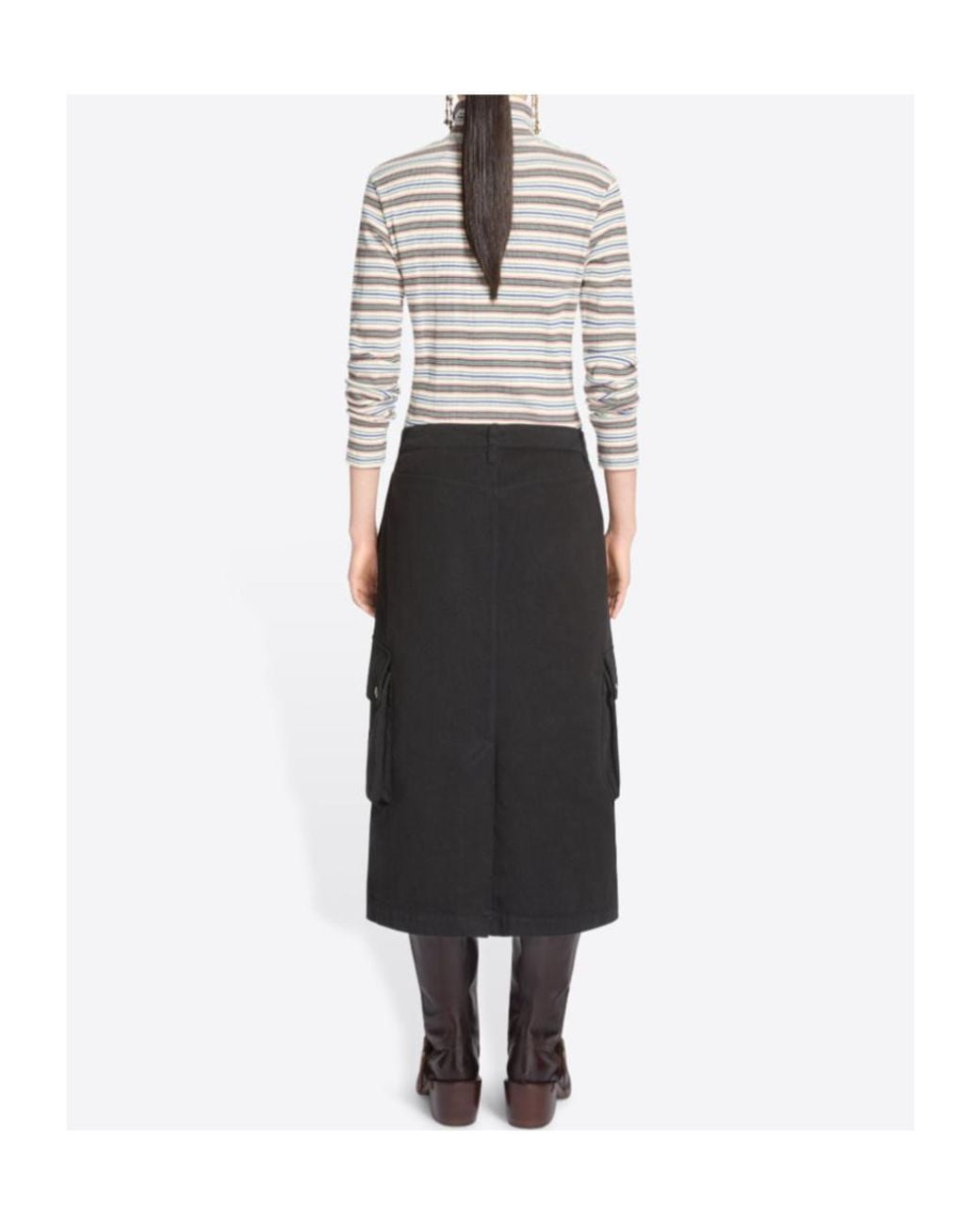 Dries Van Noten Black Sersy Cargo Midi Skirt