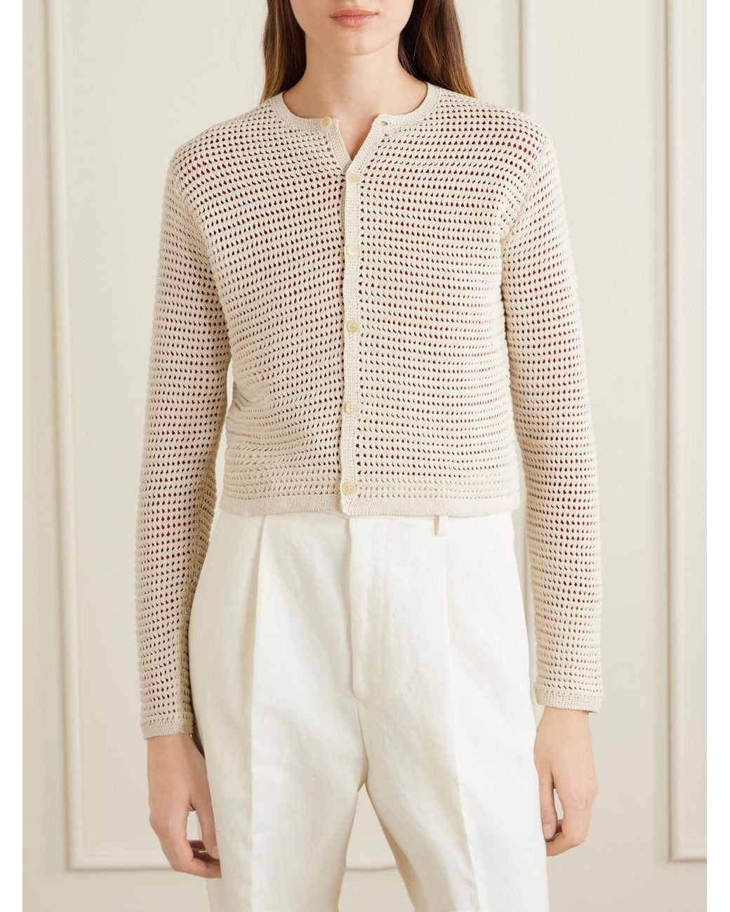Auralee White Silk And Cotton-Blend Cardigan