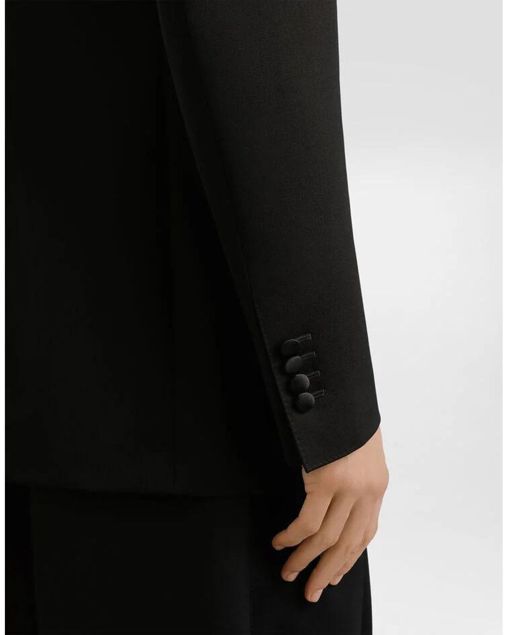 Dolce & Gabbana Black Shawl Lapel Single Breasted Satin Jacket for men