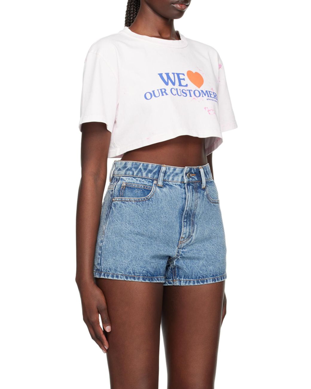 Alexander Wang Pink We Love Our Customers Cropped T-Shirt