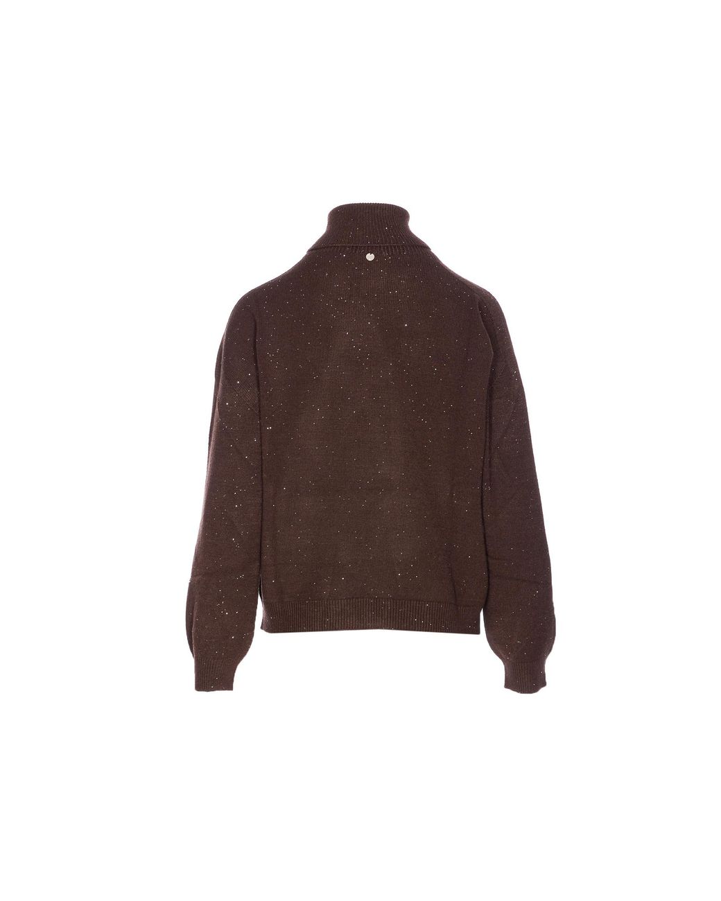 Liu Jo Brown Sequin Embellished Polo-Neck Jumper