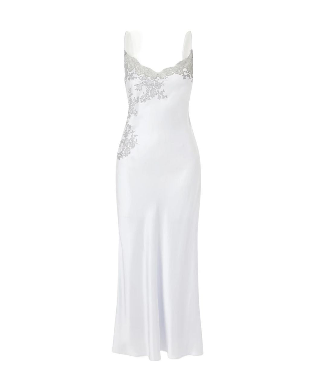 Carine Gilson White Lace-Embroidered Silk Midi Dress