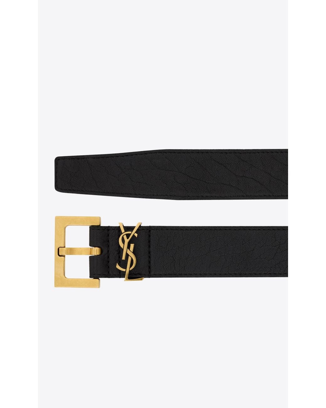Saint Laurent White Cassandre Logo Plaque Belt