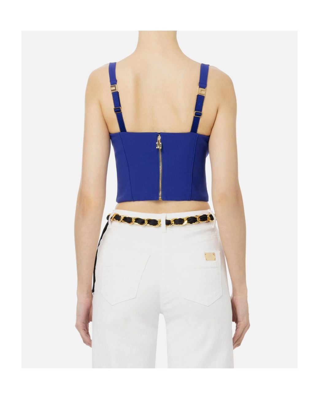 Elisabetta Franchi Blue Crepe Corset Vest