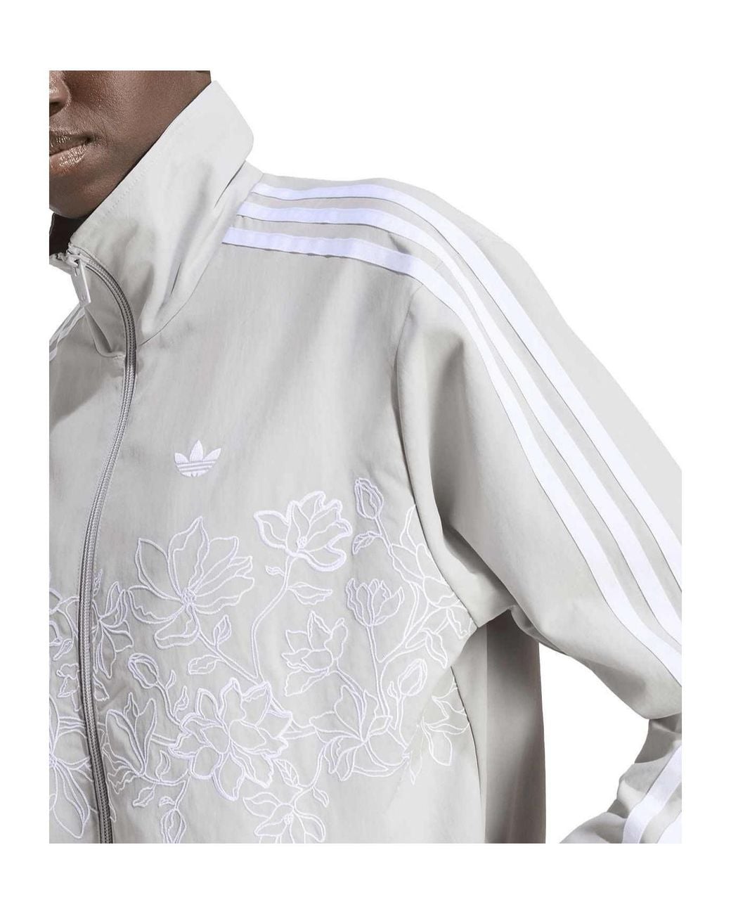 Adidas Originals White Stand-Collar Zip-Up Track Jacket