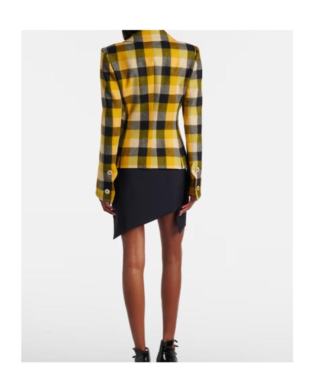 Vivienne Westwood Yellow Georgia Checked Virgin Wool Blazer