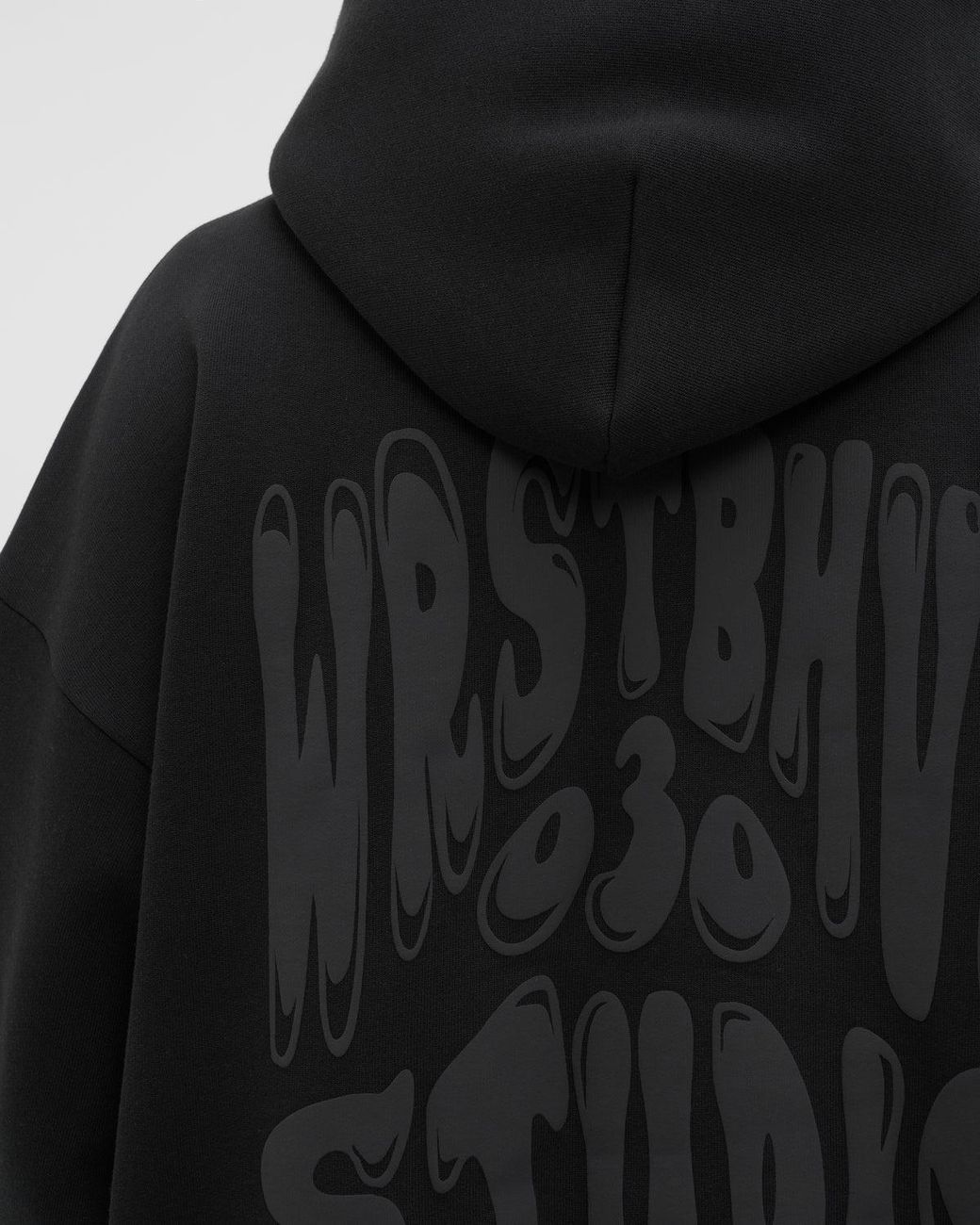 WRSTBHVR Black Logo-Print Pouch-Pocket Hoodie for men