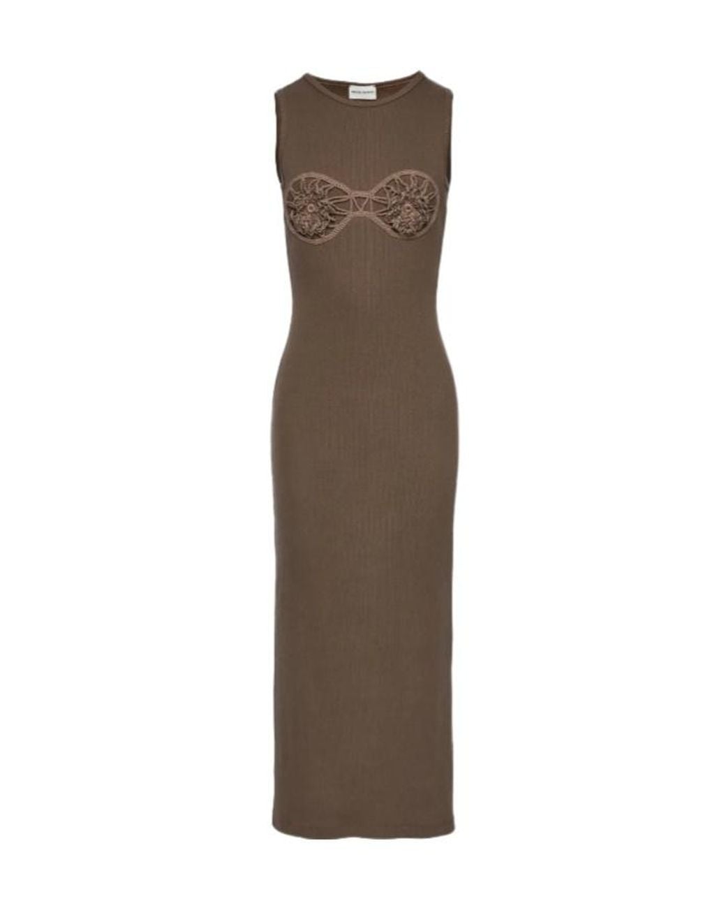 Magda Butrym Brown Round Neck Dress