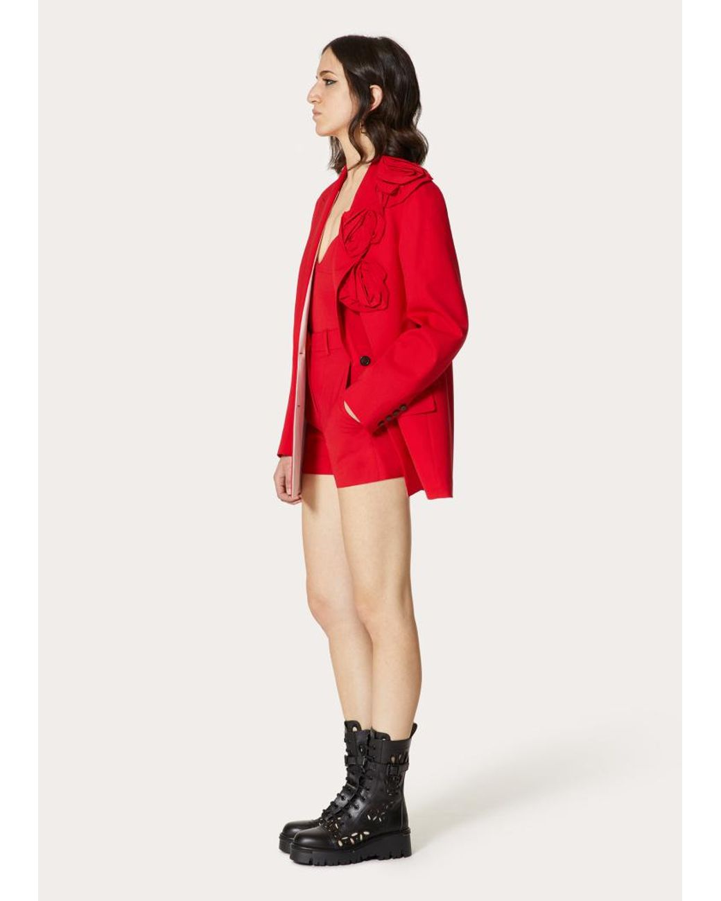 Valentino Red High-Waist Shorts