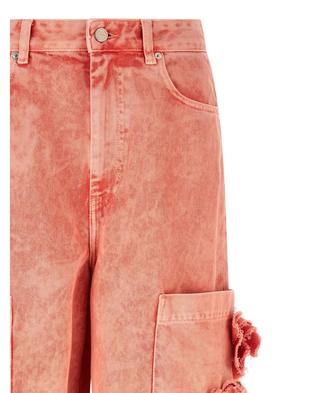Ganni Pink Logo-Patch Cropped Jeans