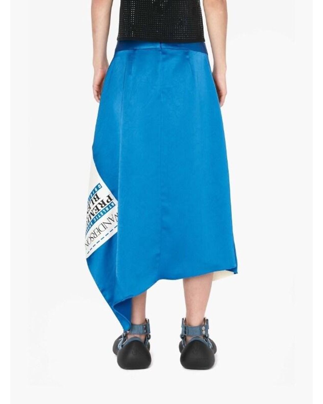 J.W. Anderson Blue Graphic-Print Asymmetric Skirt