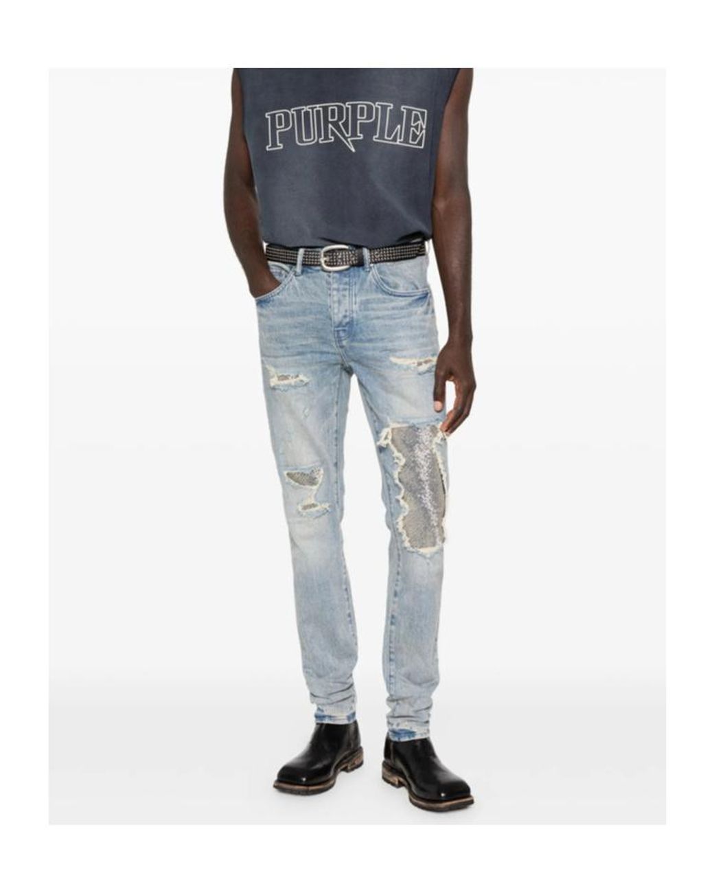 Purple Brand Blue Belt Loop Jeans for men