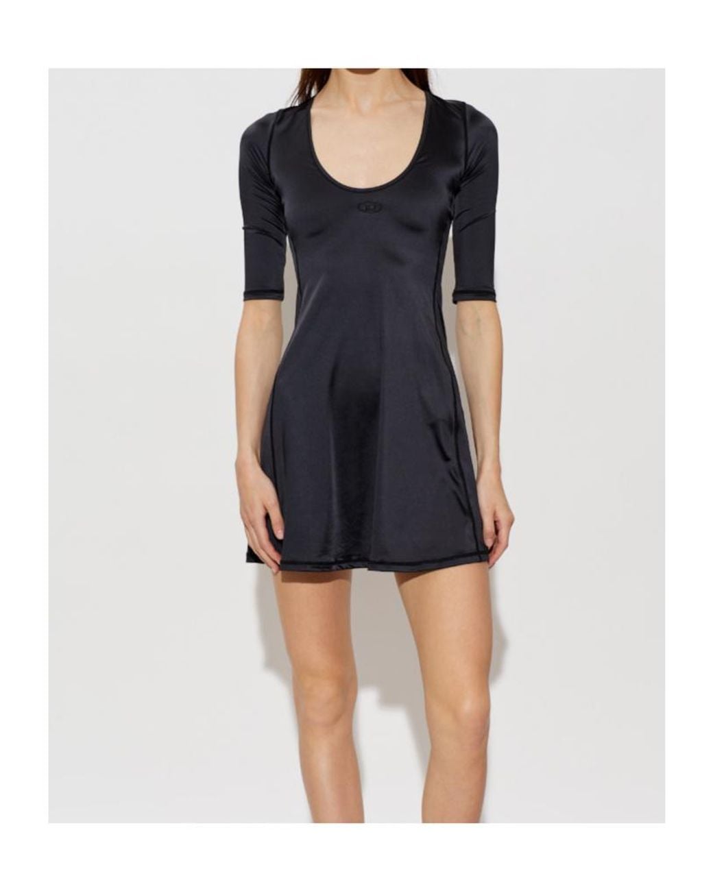 DIESEL Black Logo Embroidered Short Sleeve Dress