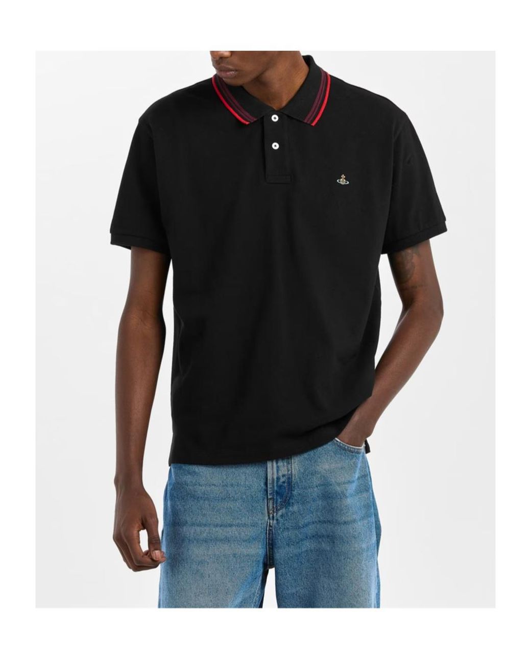 Vivienne Westwood Black Viv 2 Tip Polo Sn62 for men