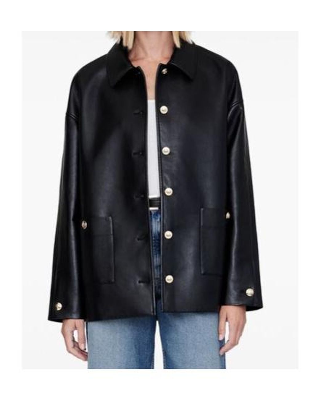 Anine Bing Blue Button-Front Jacket