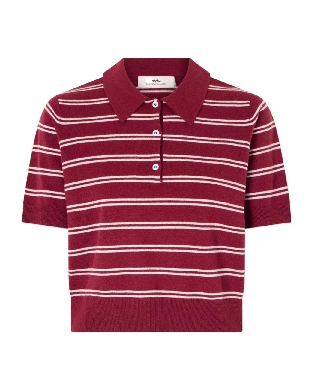 arch4 Red Octavia Striped Cashmere Polo Shirt