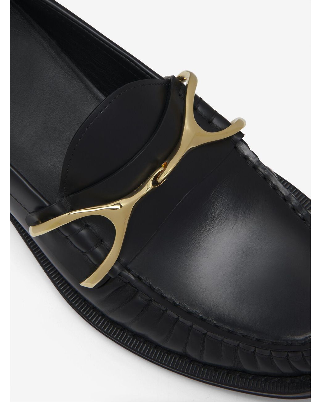 McQueen Black Metal Bit Loafers for men