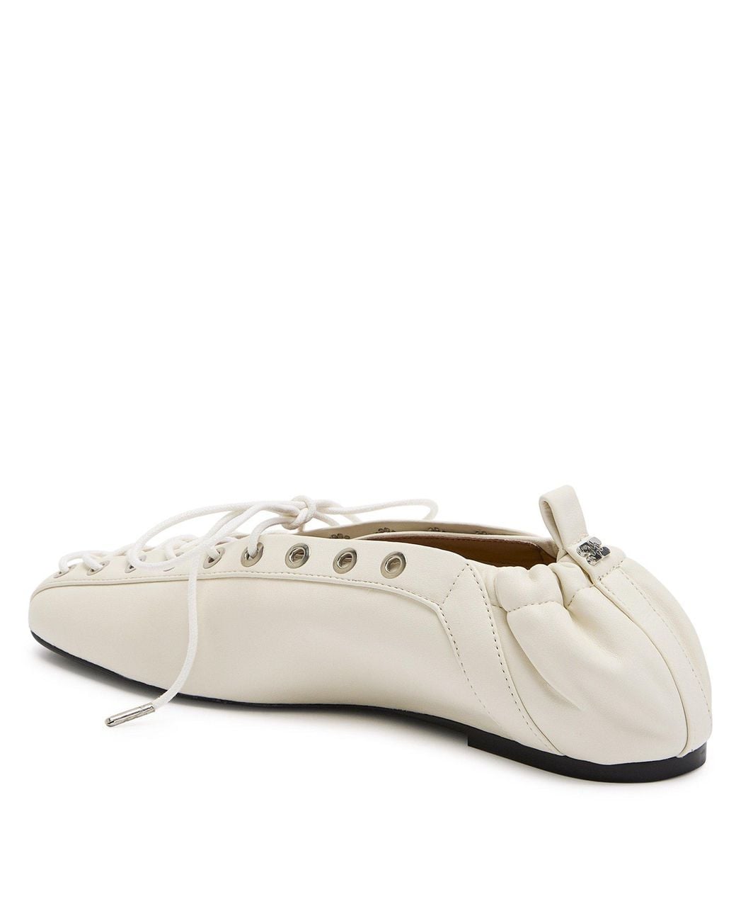Ganni Natural Lace-Up Ballet Pumps