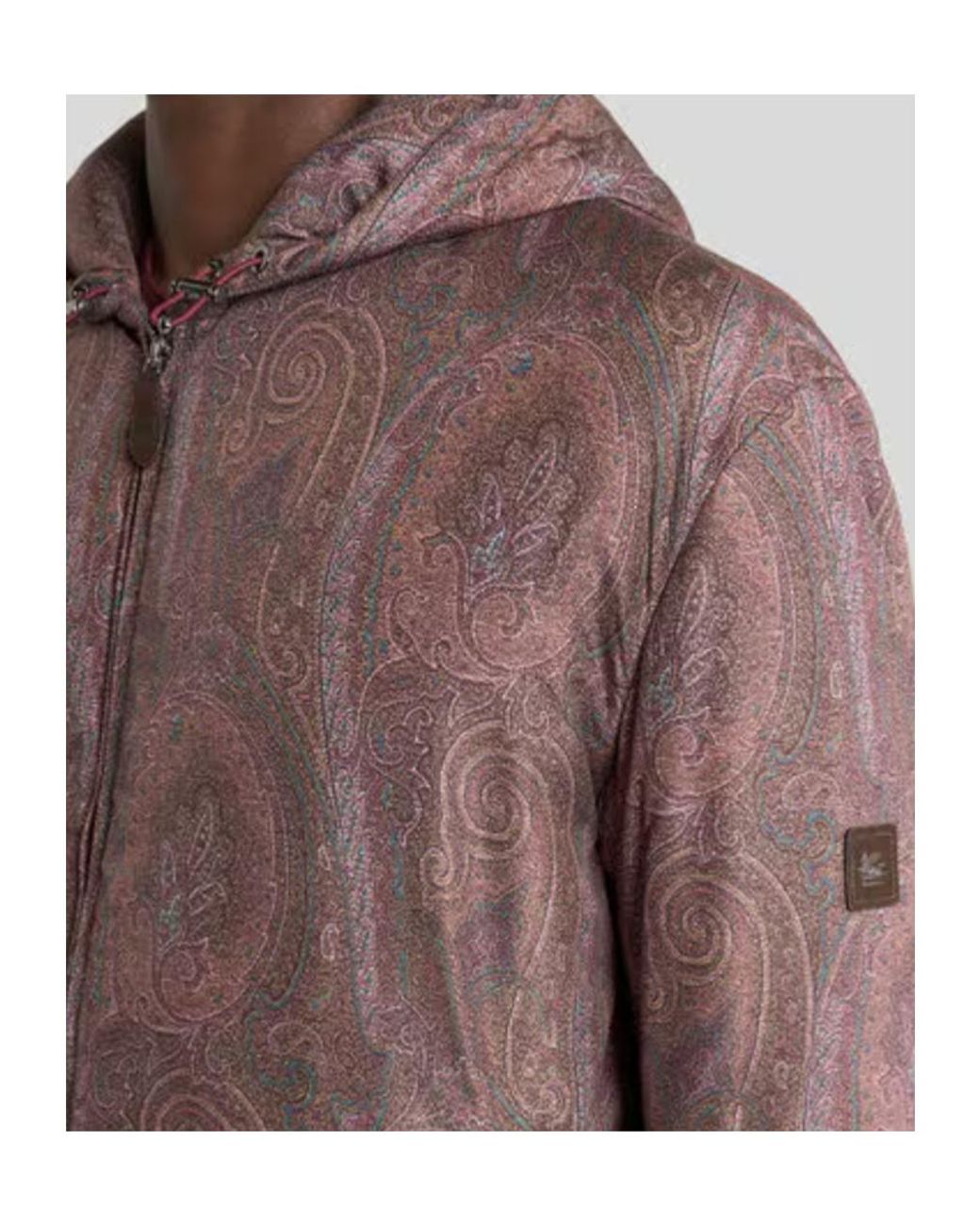 Etro Brown Pattern-Printed Zipped Hooded Jacket for men