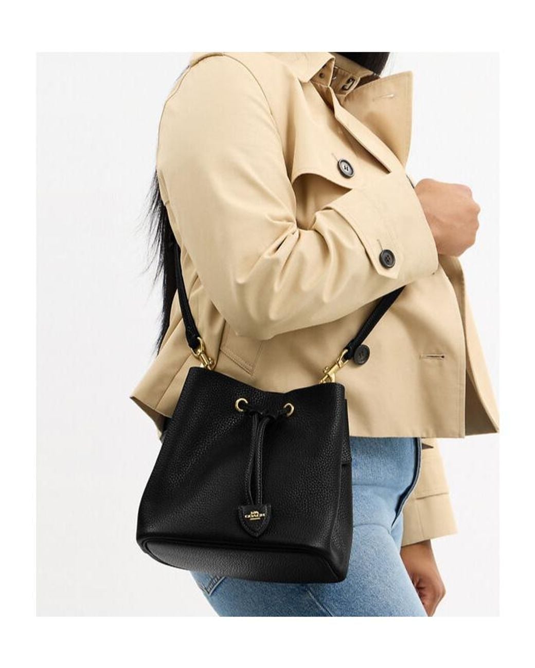 COACH Black Rowan Bucket Bag
