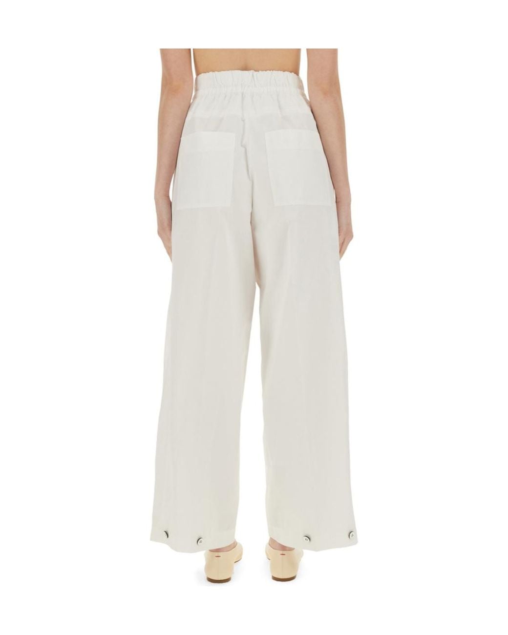 Jil Sander White Elasticated Waistband Pleated Trousers