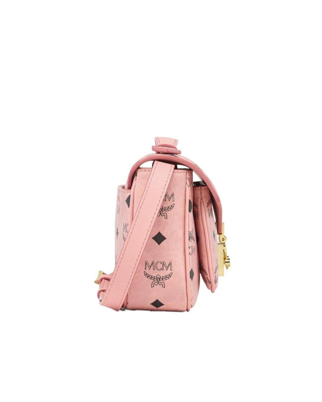 MCM Pink Monogram Flap Crossbody Bag